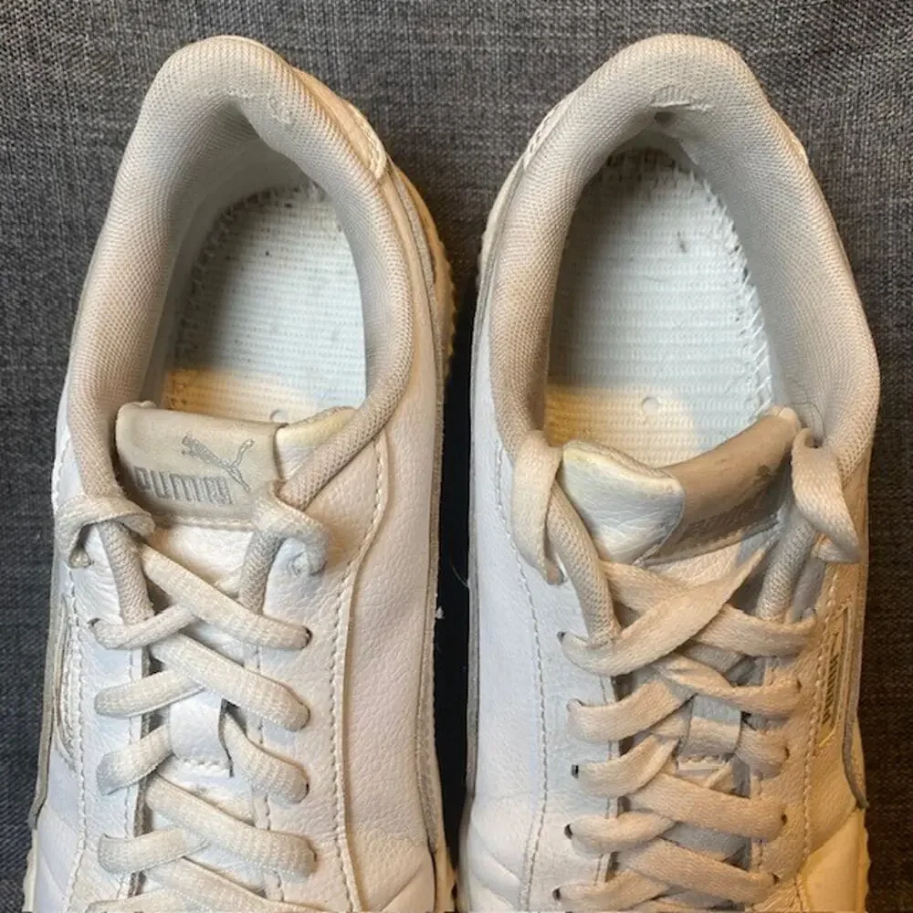Puma Carina Triple White Low Top Casual Sneakers Shoes Womens 8.5 Athletic
